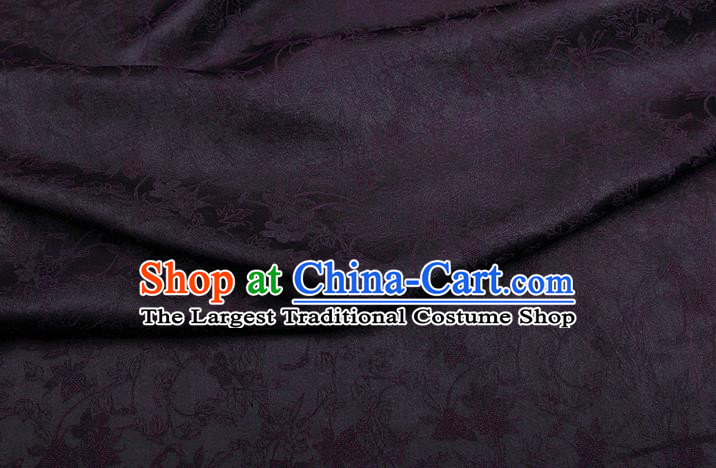 China Traditional Jacquard Drapery Classical Cheongsam Gambiered Guangdong Gauze Purple Silk Fabric