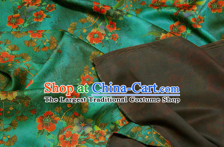 China Traditional Flowers Pattern Gambiered Guangdong Gauze Silk Fabric Classical Green Brocade