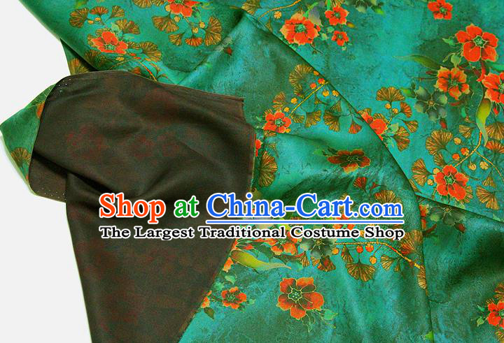 China Traditional Flowers Pattern Gambiered Guangdong Gauze Silk Fabric Classical Green Brocade