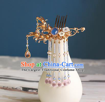 China Traditional Hanfu Hairpin Ancient Princess Beads Tassel Hair Comb