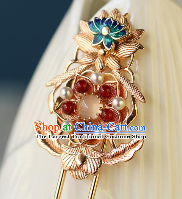 China Traditional Ming Dynasty Court Woman Hairpin Ancient Empress Pearls Tassel Hair Stick
