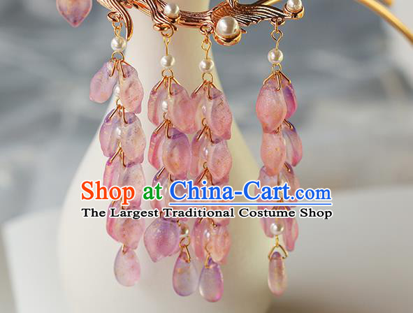 China Traditional Ming Dynasty Goldfish Hairpin Ancient Princess Wisteria Tassel Hair Stick