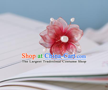 China Traditional Cheongsam Hairpin Ancient Princess Pink Sakura Hair Stick