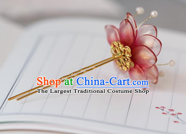 China Traditional Cheongsam Hairpin Ancient Princess Pink Sakura Hair Stick