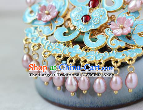 China Traditional Qing Dynasty Court Woman Hairpin Ancient Imperial Concubine Pearls Hair Stick
