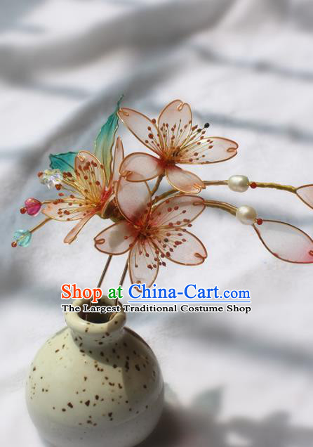 China Traditional Hanfu Peach Blossom Hair Stick Ancient Palace Princess Hairpin