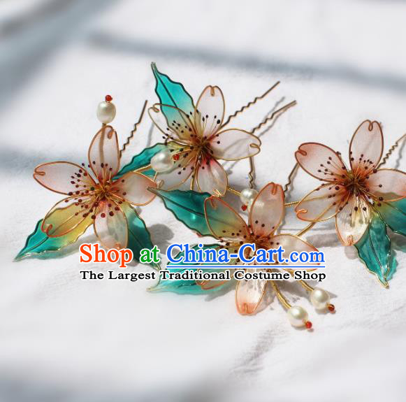 China Traditional Hanfu Peach Blossom Hair Stick Ancient Palace Princess Hairpin