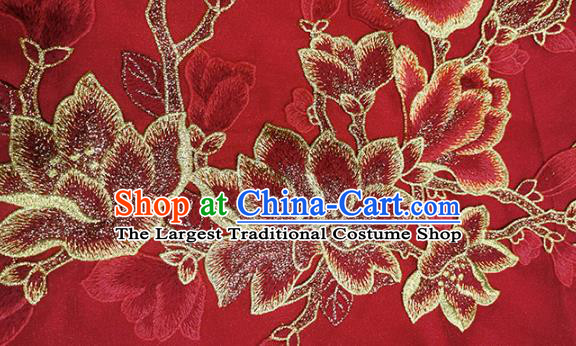 Chinese Bride Embroidered Red Qipao Dress Clothing Traditional Wedding Fishtail Cheongsam