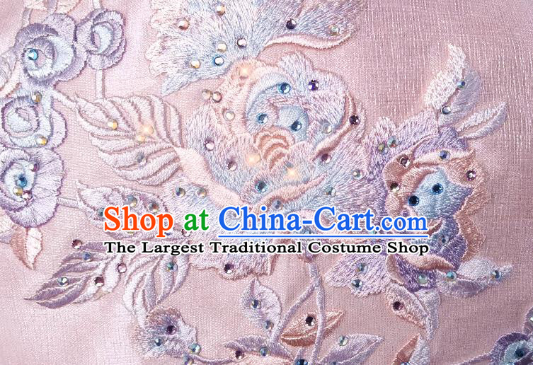 China Traditional Toast Embroidered Pink Dress Wedding Xiuhe Suits Classical Bride Costumes
