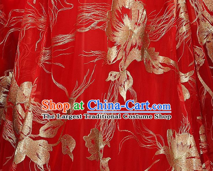 China Traditional Bride Embroidered Costumes Ancient Empress Red Hanfu Dress Classical Wedding Xiuhe Suits