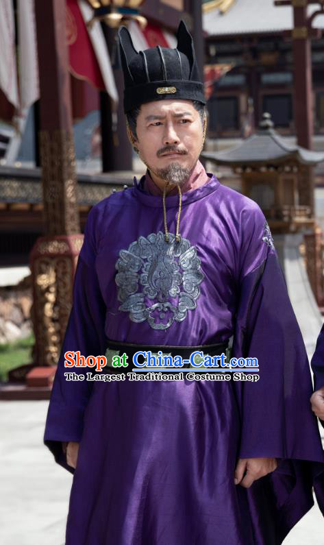 China Ancient Prime Minister Costumes Television Drama My Heroic Husband Qin Siyuan Traditional Official Robe Clothing