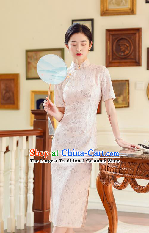 Republic of China Traditional Classical Dance Qipao Dress National Young Lady White Lace Cheongsam
