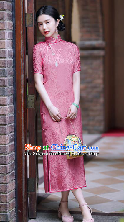 Republic of China Classical Squirrel Grape Pattern Red Silk Qipao Dress Traditional Minguo Shanghai Lady Cheongsam