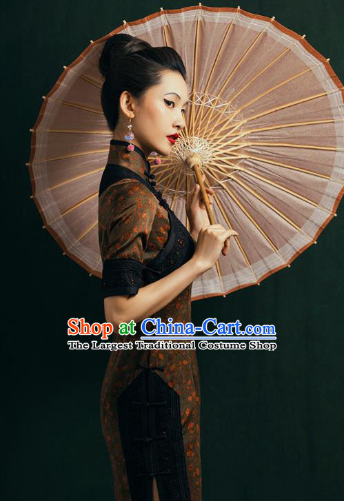China Classical Plum Blossom Pattern Cheongsam Traditional Shanghai Gambiered Guangdong Gauze Qipao Dress