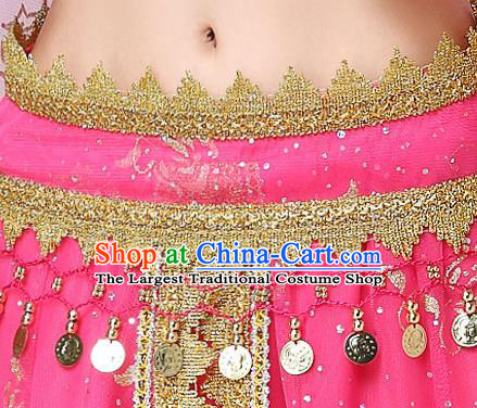 Indian Bollywood Tianzhu Lady Rosy Blouse and Skirt Dance Performance Clothing Belly Dance Uniforms