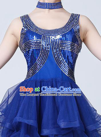 Top Stage Performance Sexy Fashion Clothing Modern Show Dancewear Latin Dance Royalblue Bubble Dress