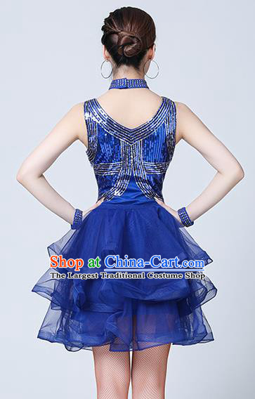 Top Stage Performance Sexy Fashion Clothing Modern Show Dancewear Latin Dance Royalblue Bubble Dress
