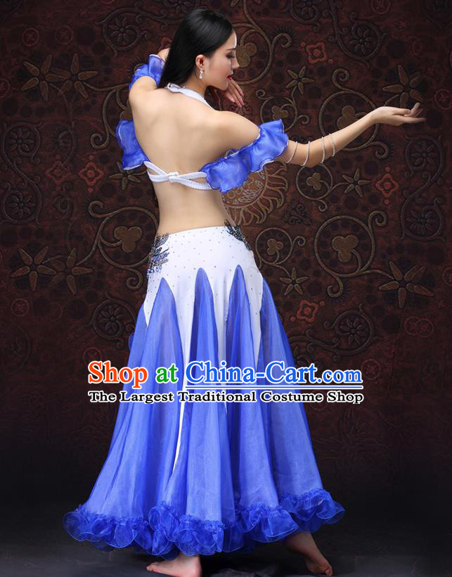 Indian Oriental Dance Bra and Blue Skirt Belly Dance Costumes Asian Raks Sharki Performance Uniforms