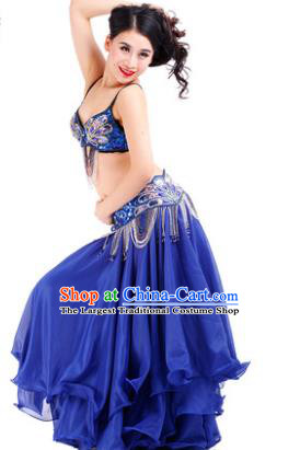 Asian Oriental Dance Bra and Skirt Stage Performance Royalblue Uniforms Indian Belly Dance Costumes