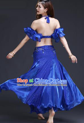 Asian Indian Belly Dance Training Costumes Oriental Dance Bra and Skirt Stage Performance Royalblue Uniforms