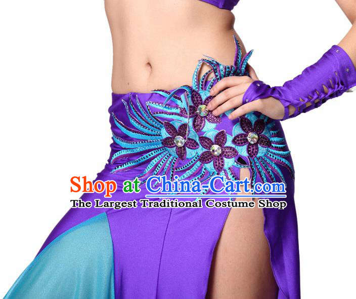 Indian Oriental Dance Purple Uniforms Belly Dance Performance Costumes Asian Raks Sharki Dancewear