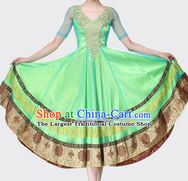 Indian Bollywood Dance Performance Green Dress Belly Dance Clothing Asian Folk Dance Costume