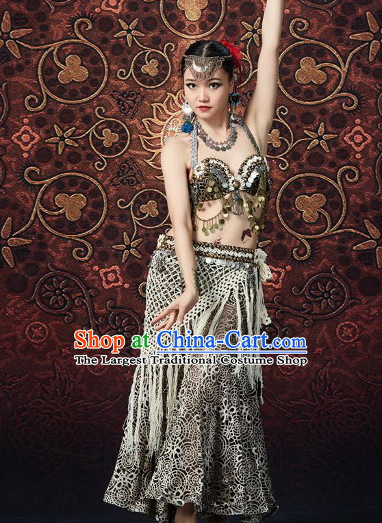 Asian Belly Dance Performance Costumes Indian Oriental Dance Bra and Skirt Uniforms