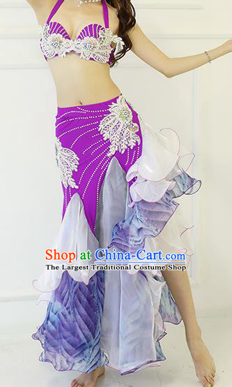 Indian Oriental Dance Purple Uniforms Asian Belly Dance Performance Costumes Raks Sharki Dancewear