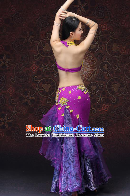 Asian Belly Dance Costumes Indian Raks Sharki Bra and Skirt Oriental Dance Purple Uniforms
