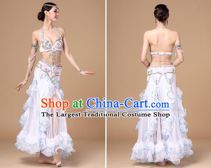 Asian Oriental Dance Costumes Performance Beads Tassel Bra and Skirt Indian Traditional Belly Dance Uniforms