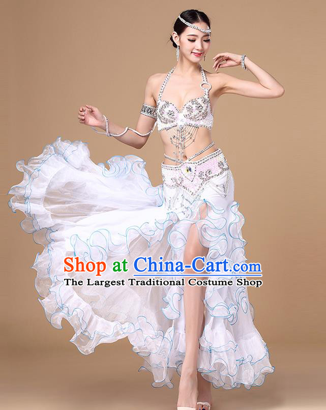 Asian Oriental Dance Costumes Performance Beads Tassel Bra and Skirt Indian Traditional Belly Dance Uniforms