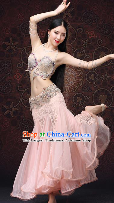 Asian Belly Dance Costumes Indian Raks Sharki Bra and Pink Lace Skirt Oriental Dance Sexy Uniforms