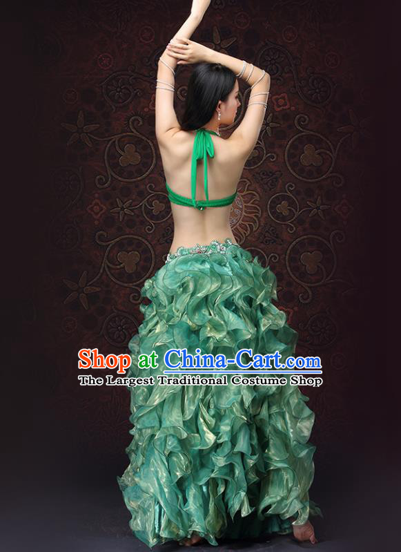 Indian Belly Dance Green Dress Asian Raks Sharki Bra and Skirt Oriental Dance Clothing
