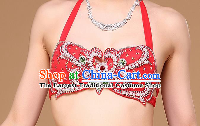 Indian Oriental Dance Clothing Belly Dance Red Dress Asian Raks Sharki Bra and Skirt