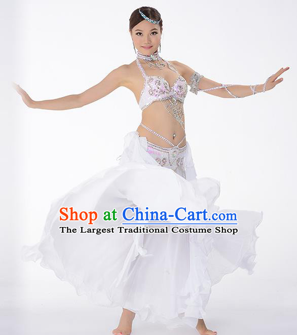 Traditional Asian Oriental Dance Raks Sharki Costume Indian Belly Dance White Bra and Skirt Uniforms
