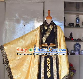 Chinese Drama Cosplay Prince Golden Apparels Han Dynasty King Garment Costumes Ancient Monarch Hanfu Clothing