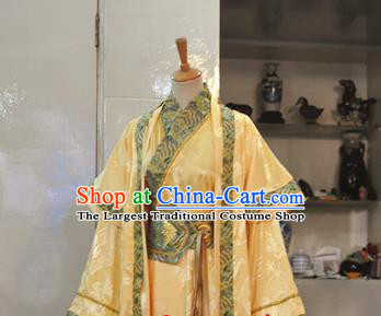 Chinese Ancient Monarch Hanfu Clothing Drama Cosplay Crown Prince Golden Apparels Han Dynasty King Garment Costumes