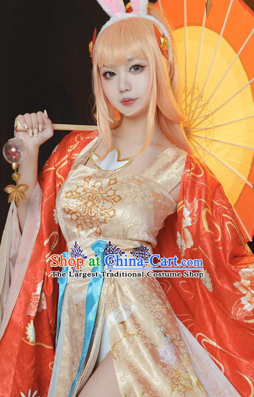 China Ancient Princess Red Dress Garment Traditional Cosplay Dance Beauty Gongsun Li Clothing