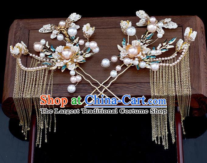 Chinese Classical Bride Headdress Traditional Wedding Hair Accessories Xiuhe Suit Dragonfly Hair Comb Hairpins