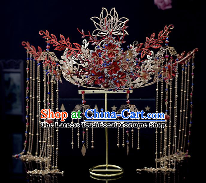 Chinese Classical Bride Phoenix Coronet Headdress Traditional Wedding Hair Accessories Xiuhe Suit Hair Crown