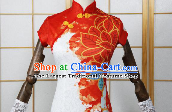 China Cosplay Game Young Beauty Clothing Traditional White Qipao Dress Garment
