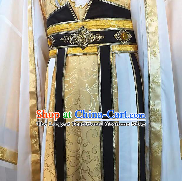 Chinese Ancient King Golden Clothing Cosplay Monarch Apparels Tang Dynasty Emperor Garment Costumes