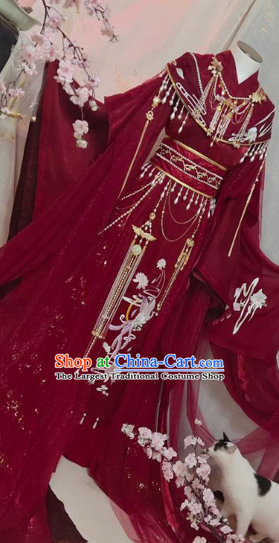 Chinese Cosplay Childe Wedding Red Apparels Jin Dynasty Swordsman Garment Costumes Ancient Prince Xie Lian Clothing