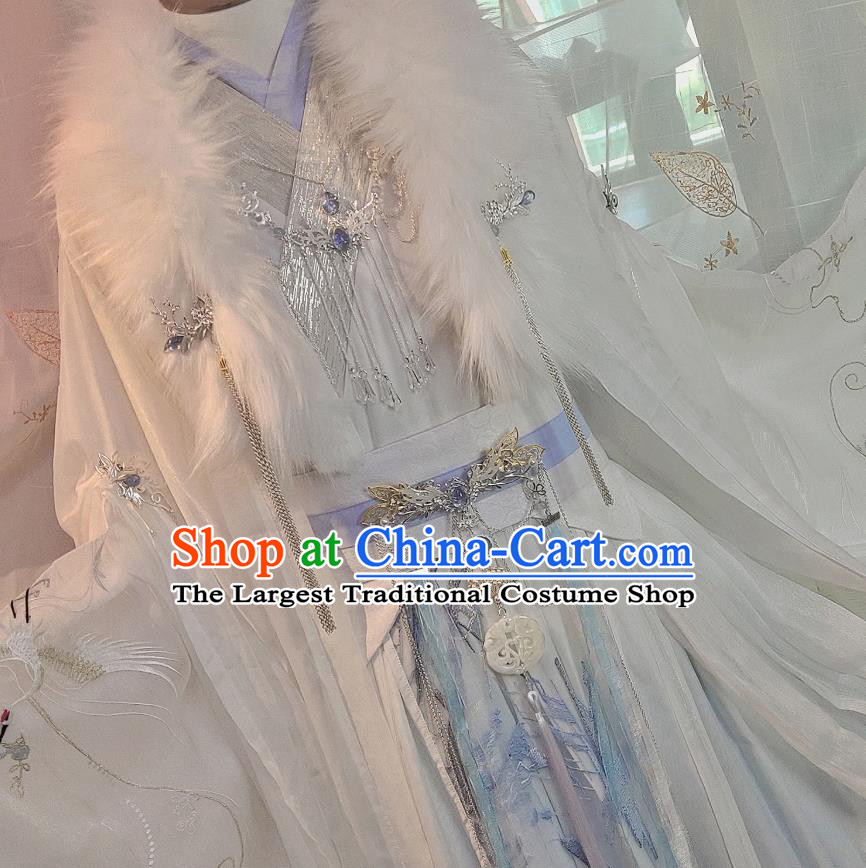 Chinese Ancient Prince Chu Wanning Clothing Cosplay Childe White Apparels Jin Dynasty Swordsman Garment Costumes
