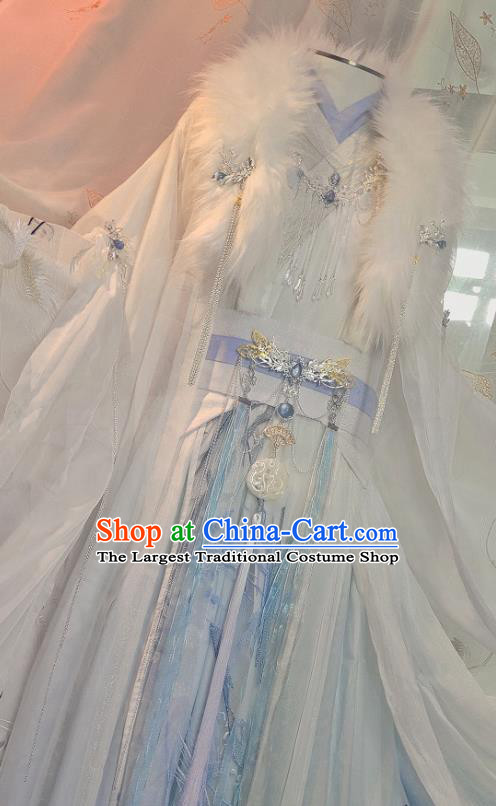Chinese Ancient Prince Chu Wanning Clothing Cosplay Childe White Apparels Jin Dynasty Swordsman Garment Costumes
