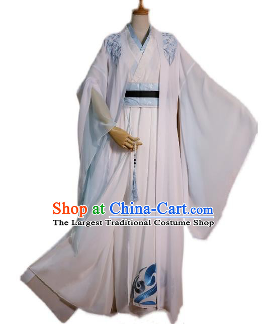 Chinese Tang Dynasty Taoist Clothing Cosplay Swordsman Lan Xichen Apparels Ancient Knight Garment Costumes