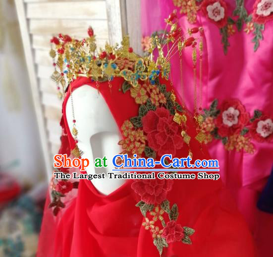 Chinese Traditional Hui Nationality Wedding Hair Accessories Ethnic Bride Golden Hair Crown