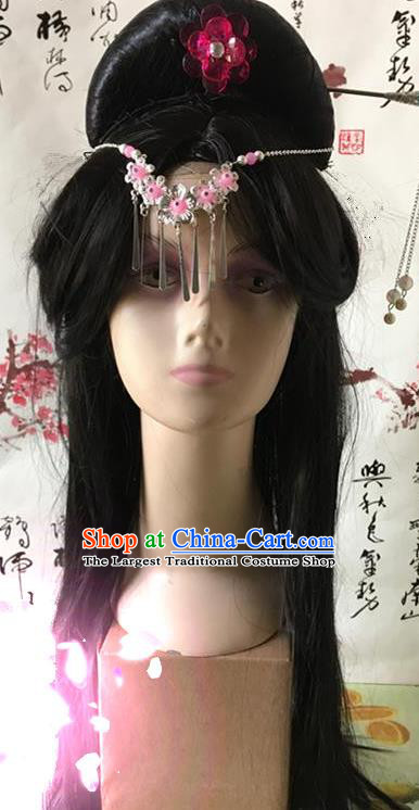 China Traditional Han Dynasty Court Beauty Wig Sheath Cosplay Ancient Imperial Consort Wigs Hair Accessories