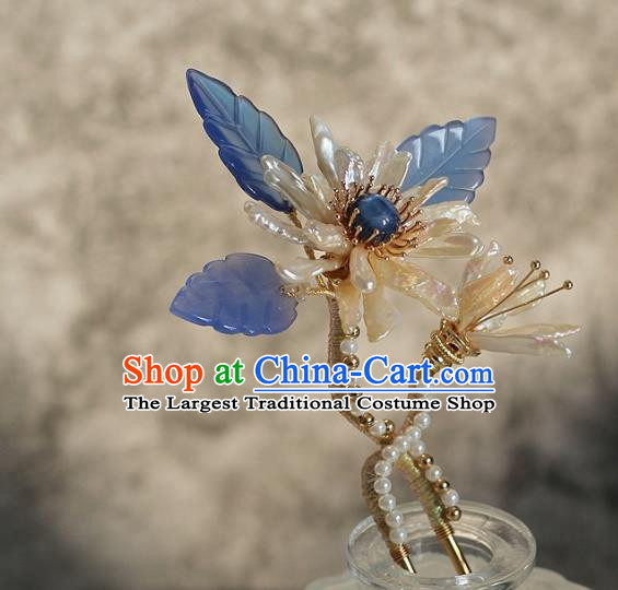 China Traditional Hanfu Hair Accessories Ancient Princess Chrysanthemum Hairpin Song Dynasty Young Beauty Shell Hair Stick