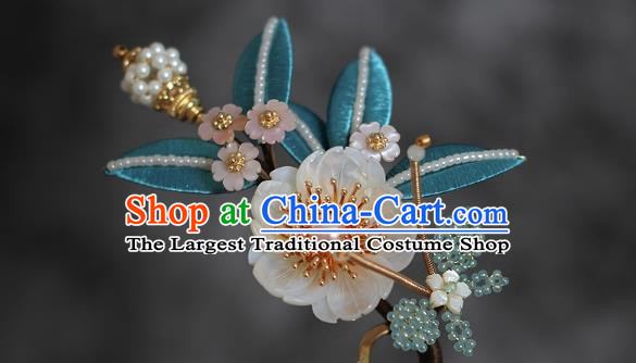 China Ancient Princess Shell Flower Hairpin Ming Dynasty Palace Lady Hair Stick Traditional Hanfu Hair Accessories